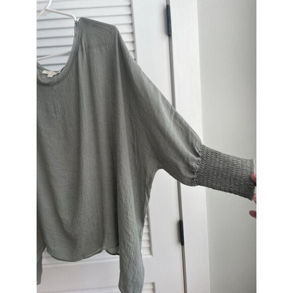 Anthropologie Grade and Gather Olive Green Flowing Boho Shirt Women's Sz M/L - Picture 2 of 7